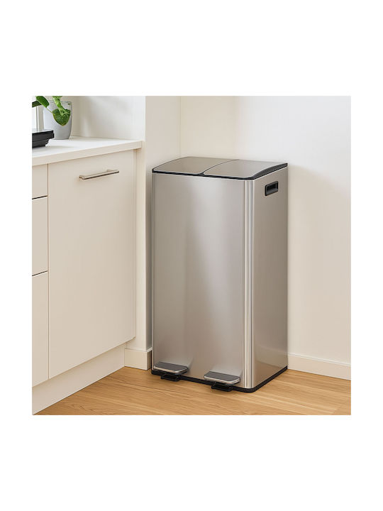 Relaxdays Relaxdays Müllbehälter aus Edelstahl mit Pedal Graue 60l