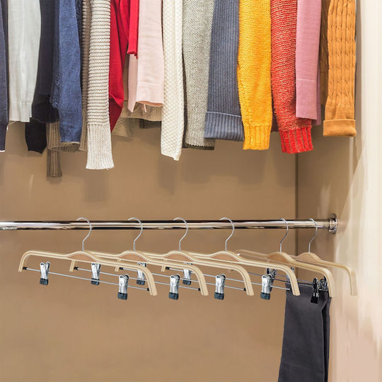 Relaxdays Cămașă de Dulap pentru Pantaloni din Lemn Bej 10049782 12 Bucăți