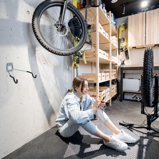 Relaxdays Bicycle Storage Stand Foldable Black Silver 11x33x31 Cm 25 Kg Capacity