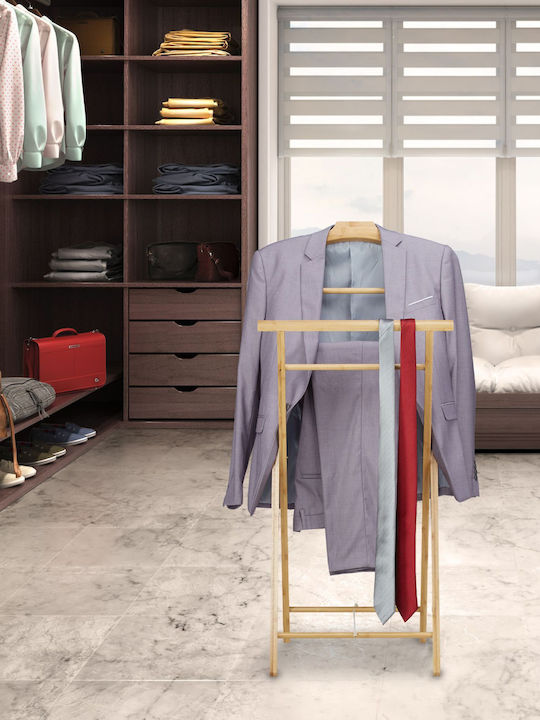 Relaxdays Floor Garment Rack Bamboo Telescopic Brown 110x38cm