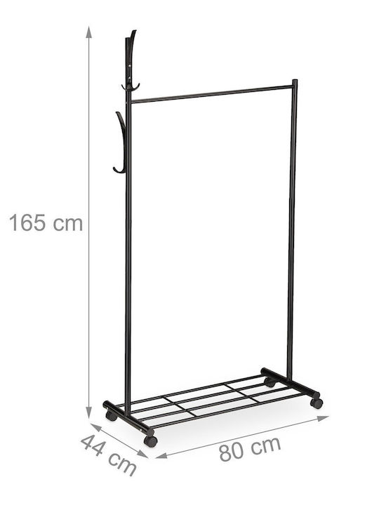 Relaxdays Cremasteră De Podea Pe Roți Din Metal Neagră 165x80cm