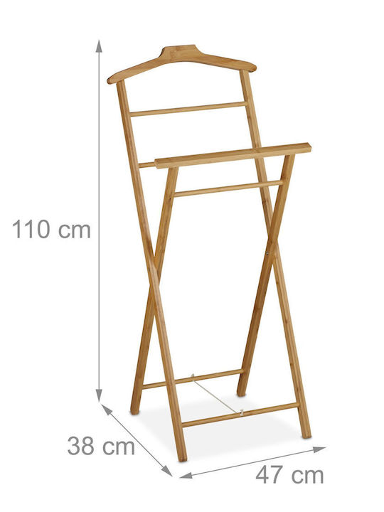 Relaxdays Floor Garment Rack Bamboo Telescopic Brown 110x38cm