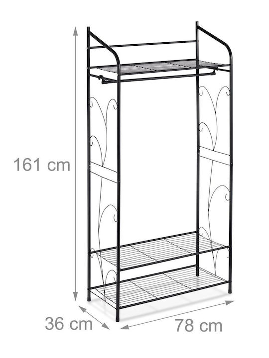Relaxdays Kremastră de Podea din Metal Neagră 161x36cm
