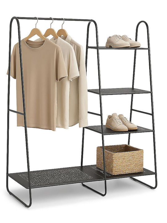 Relaxdays Metallischer Boden Kleiderständer Schwarz 150x39x100cm