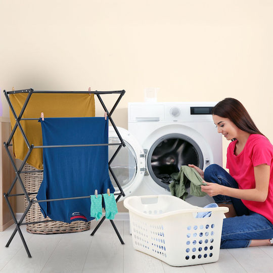 Relaxdays Folding Floor Clothes Drying Rack Stainless Steel 105x74cm