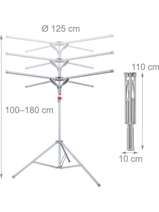 Relaxdays Uscătoare Rufe Pliere Pardoseală Inox 180x125cm