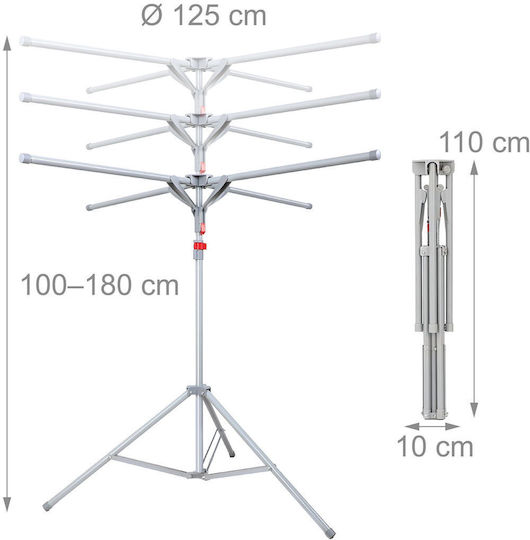 Relaxdays Folding Floor Clothes Drying Rack Stainless Steel 180x125cm