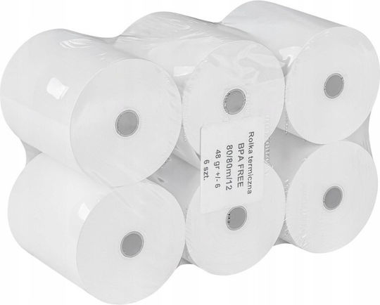 Office Products Термична Касова Лента П80xШ80мм с Дължина 80м 6 Бройки