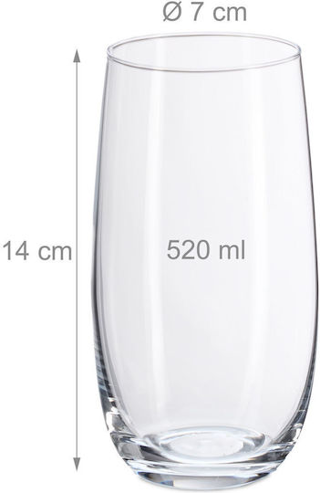 Relaxdays Set Pahare Cocteiluri Pentru Apă Din Cristal 520ml 12 Bucăți