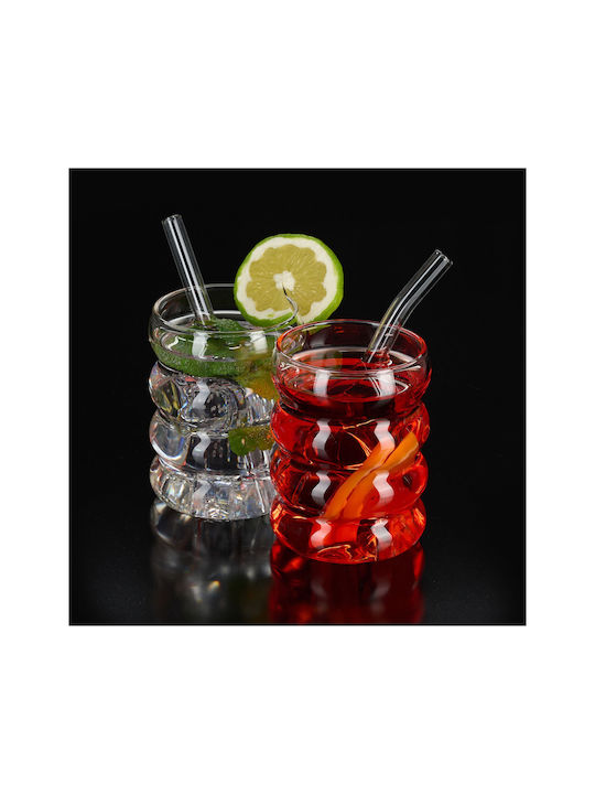 Relaxdays Set Pahare Cocteiluri Din Sticlă Cu Pai 350ml 4 Bucăți