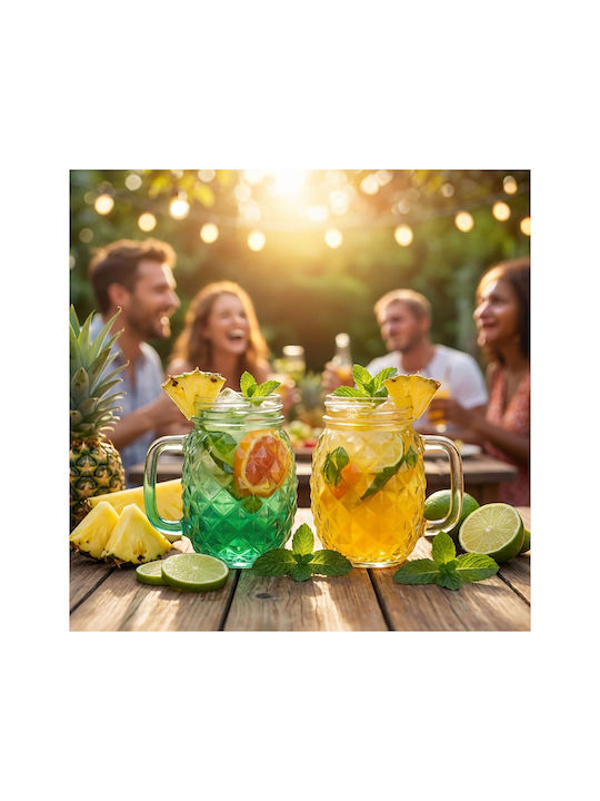 Relaxdays Set Pahare Din Sticlă Cu Pai 500ml 4 Bucăți