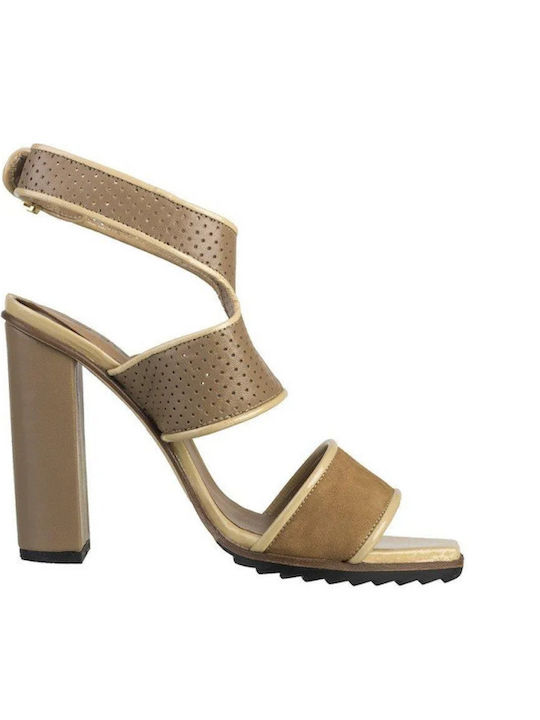 Damen Sandalen Aus Leder Braun