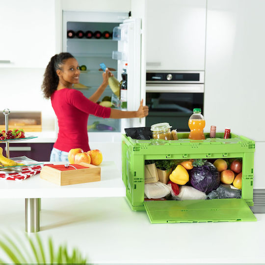 Relaxdays Cutie De Depozitare Din Plastic Cu Capac Verde 32.5x39.5x58.5cm