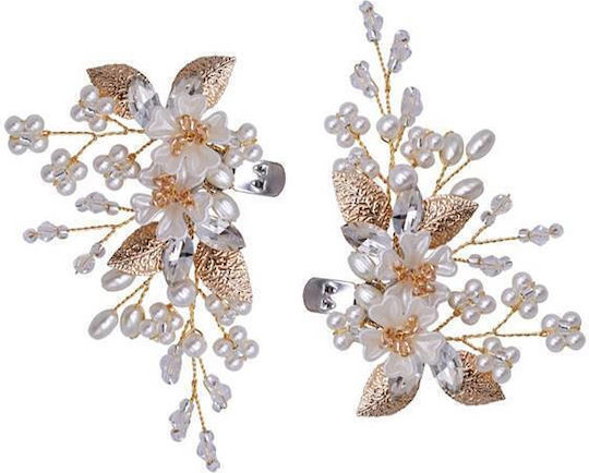 Set 2 Bridal Shoe Accessories Pearls Crystals Gold
