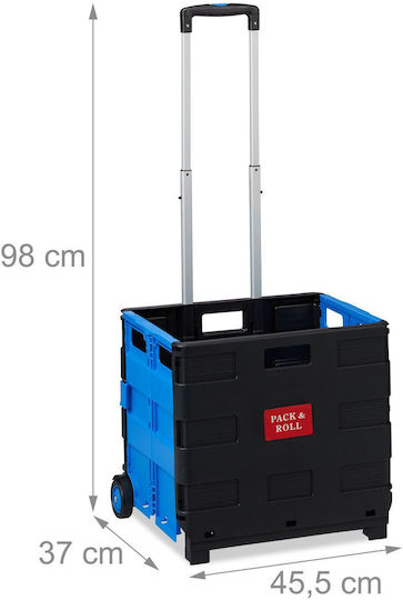Căruț De Piață Pliabil Din Plastic Albastru 98x45.5x37cm