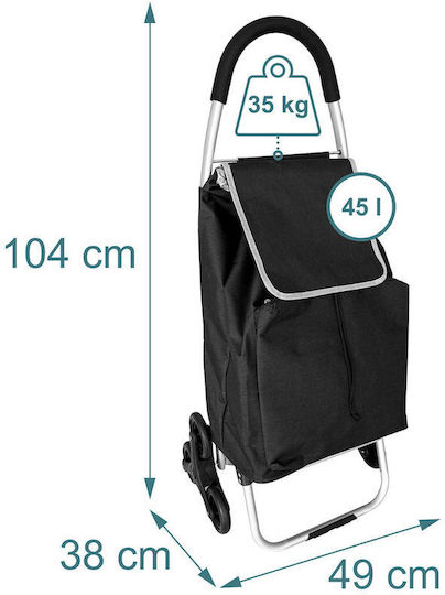 Căruț de Cumpărături Textil Negru 48x38cm