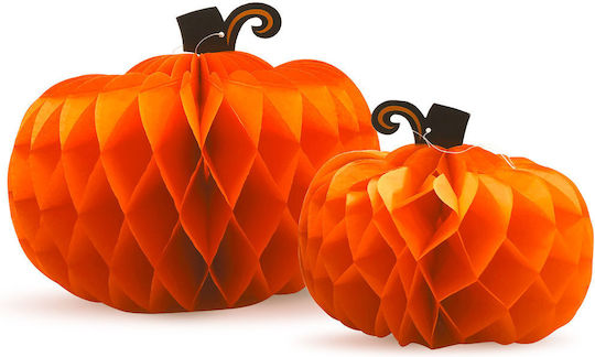 Lampion De Hârtie Portocaliu Tematică Halloween Dovleac 25 30 Cm Set 2 Bucăți Ușor De Asamblat