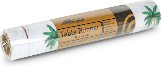 Decorative Table Runner 180x28 Cm Palm Tree Pattern White Background