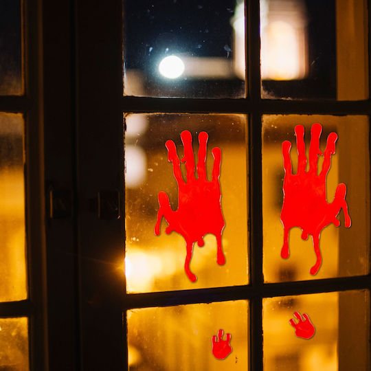 Autocolant Mâini Sângerânde Halloween Gel Reutilizabil 17x8 Cm Decorațiune Pentru Fereastră Fără Adeziv