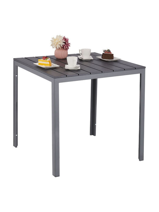 Masă Pliabilă Din Plastic Pentru Spații Exterioare Mici Cu Ramă Metalică Gri 74x78x78cm