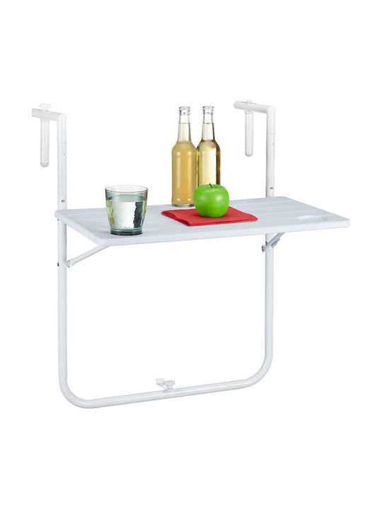 Masă Pentru Spații Exterioare Mici Pliabilă Din Lemn Cu Ramă Metalică Albă 82,5x60x58,5 cm