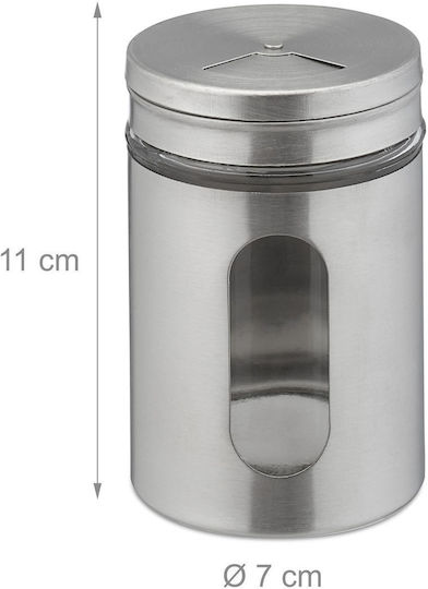 Relaxdays Gewürzgläser Inox Grau 6 Stück