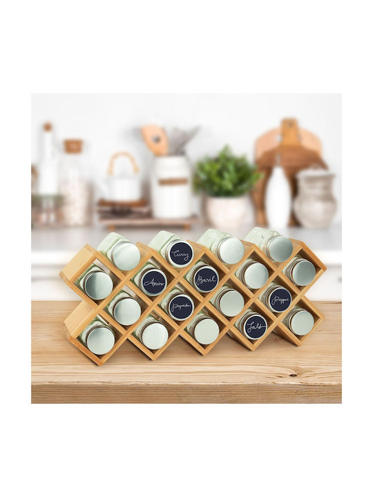 Relaxdays Spice Jar from Bamboo on Base Beige