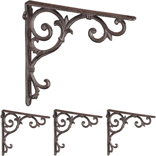 Relaxdays Raft De Colț Din Metal Maro 245x245mm 4 Bucăți 10050814_93