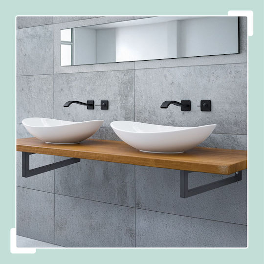 Relaxdays Raft De Colț Din Metalic În Culoare Albă 150x500mm 2 Bucăți 10051190_8103