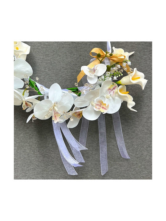 Buchet De Mireasă Royal Hoop Design Exclusiv Orhidee Cala Lacrimioară 40x35 Cm