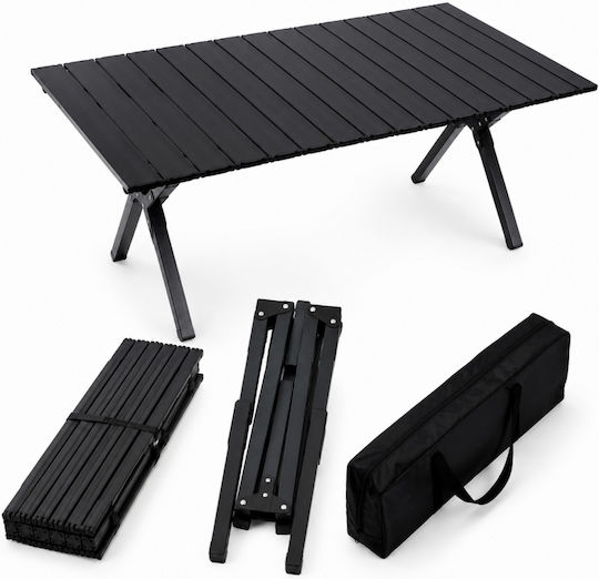 ForHome Metallischer Campingtisch Klappbar 90x60x45cm Schwarz