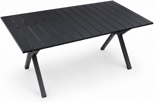 ForHome Metallischer Campingtisch Klappbar 90x60x45cm Schwarz