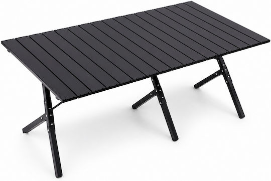 ForHome Metallisches Campingmöbel Klapptisch 120x60x45cm Schwarz
