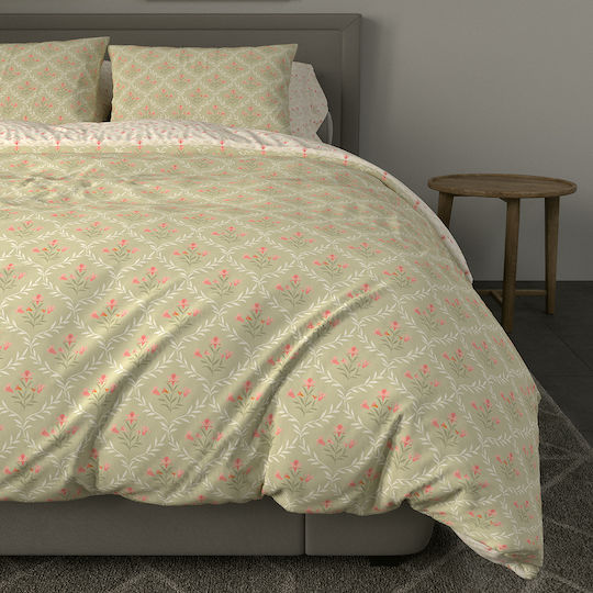 Charalambidis Textiles Exochi Bettlaken King Size mit Gummibettlaken 230x260cm Grüne