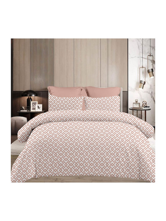 Astron Italy Chiara Set Bed Sheets King Size With Rubber Hugger 245x260cm Chocolat 4 Pieces