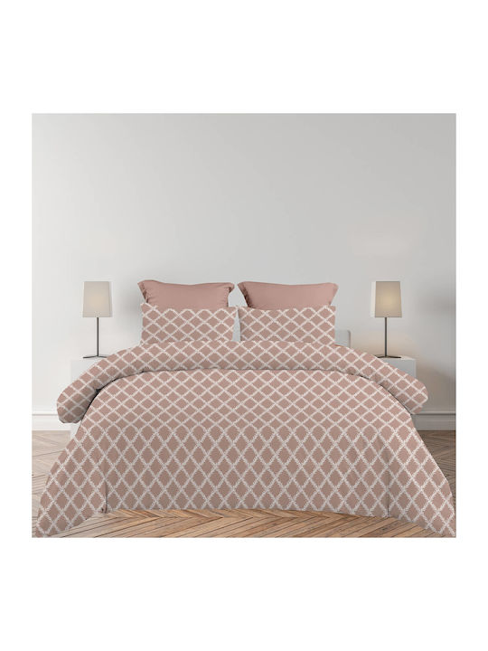 Astron Italy Lucia Set Bed Sheets King Size With Rubber Hugger 245x260cm Chocolate 4 Pieces