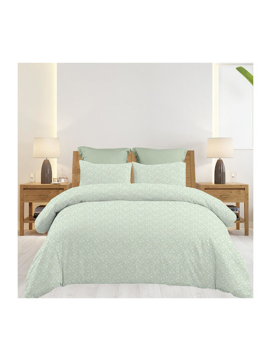 Astron Italy Emily Set Bed Sheets King Size With Rubber Hugger 245x260cm Olive 4 Pieces