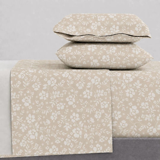 Astron Italy Emily Set Double Bed Sheets 240x260cm Olive 4 Pieces