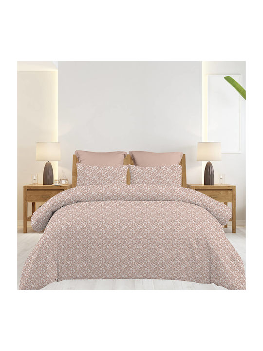 Astron Italy Emily King Size Bed Sheets Set With Rubber Hugger 245x260cm Chocolat 4 Pieces