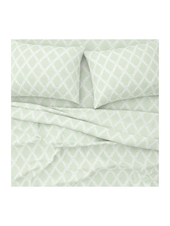 Astron Italy Lucia Super-Double Bed Sheets Set 240x260cm Olive 4 Pieces