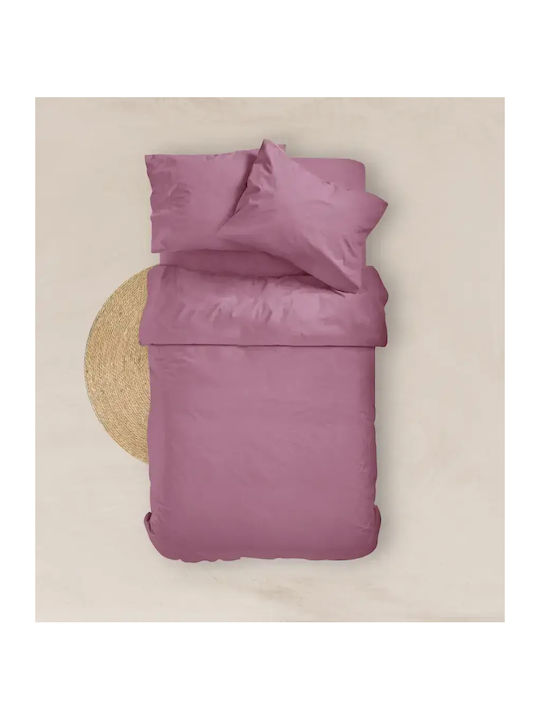 Borea Solid Single Bed Sheet With Rubber Hugger 100x200+25cm Pink