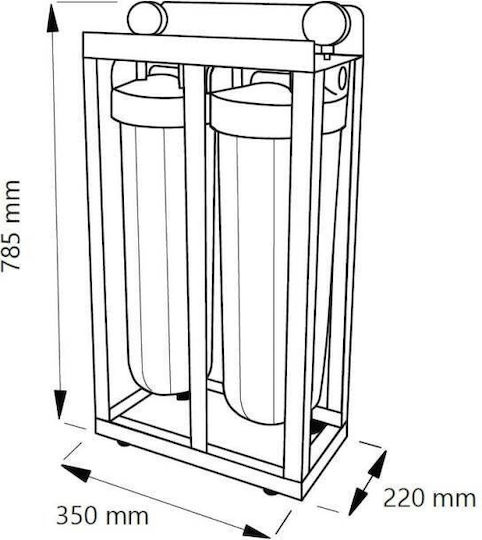Aqua Filter Big Blue Dispozitiv Filtru de Apă Dublu pentru Alimentare Centrală cu Diametru de 1'' cu Filtru de Înlocuire BBPSCBLP20