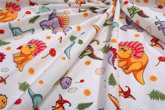 Dimcol Baby Bettlaken Dinosaur 520 Weiß 70x140cm