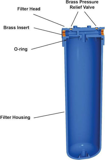 Aqua Filter Big Blue Wasserfiltrationssystem mit Zentrale Versorgung Rohrquerschnitt 1'' mit Ersatzfilter BBCBLP20