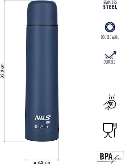 Nils Ποτήρι Θερμός Ανοξείδωτο BPA Free 1lt Blue