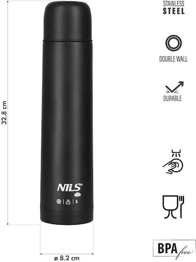 Nils Ποτήρι Θερμός Ανοξείδωτο BPA Free 1lt Black
