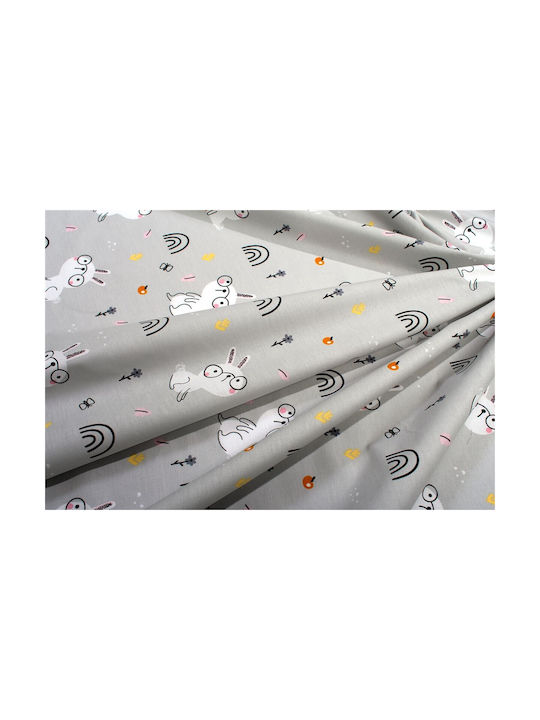 Dimcol με Λάστιχο Rabbit Garden 586 Γκρι 70x140εκ.