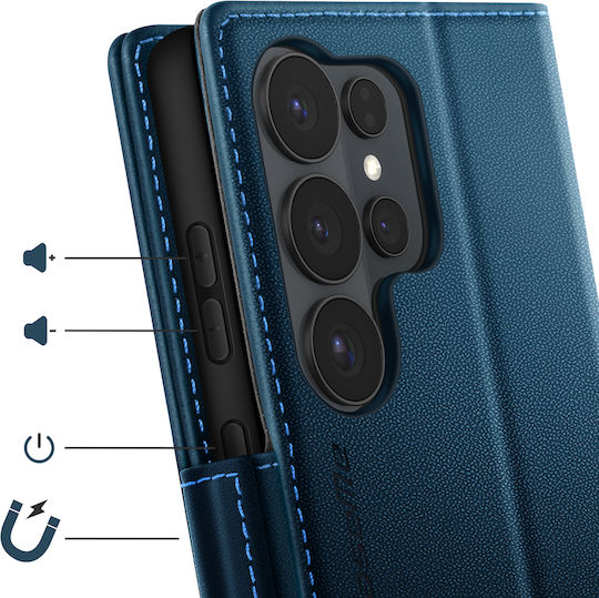 Caseme Калъф Портмоне Galaxy S26 Ultra Anti-rfid Лъскав Ефект Кожа Нощно Син