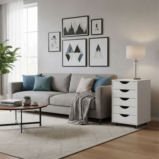 Συρταριέρα Γραφείου Ξύλινη με Ροδάκια White 40x40x67.5cm