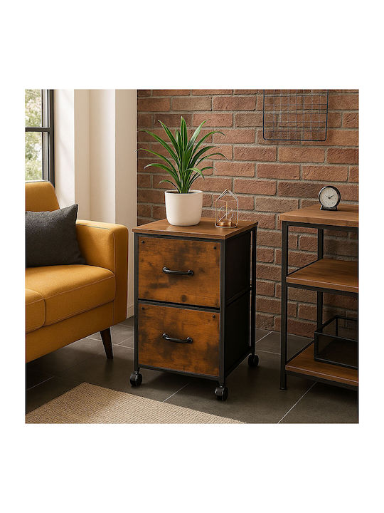 Büroaufbewahrungsschublade aus Holz mit Rädern Braun/Schwarz 40x40x68cm